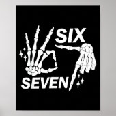 Six Seven 6 7 Meme Funny Skeleton Hands Sign Let's Poster (Voorkant)