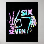 Six Seven 6 7 Meme Funny Skeleton Hands Sign Let's Poster (Voorkant)