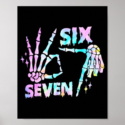 Six Seven 6 7 Meme Funny Skeleton Hands Sign Let's Poster (Voorkant)