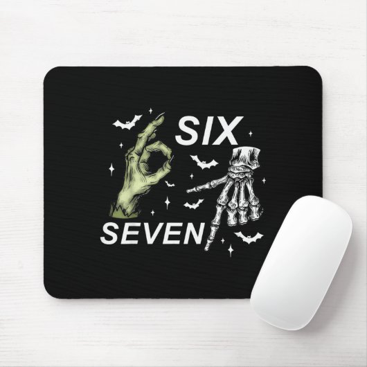 Six Seven 6 7 Meme Funny Witch Skeleton Hands Hall Muismat (Met muis)