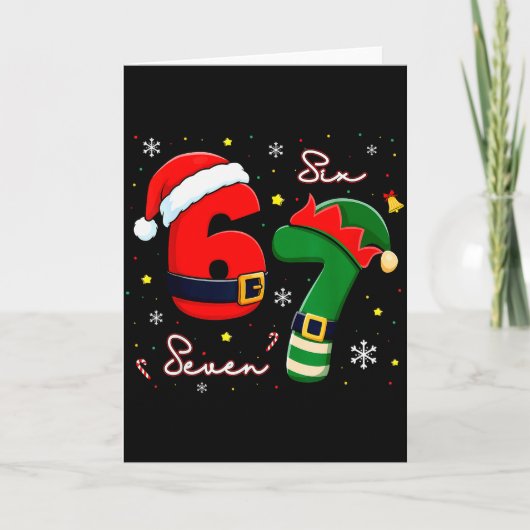 Six Seven 6 7 Meme Gen Alpha Slang Christmas Santa Kaart (Voorkant)