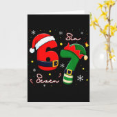 Six Seven 6 7 Meme Gen Alpha Slang Christmas Santa Kaart (Gele Bloem)