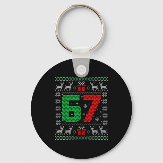 Six Seven 6 7 Meme Gen Alpha Slang Ugly Christmas Sleutelhanger (Voorkant)