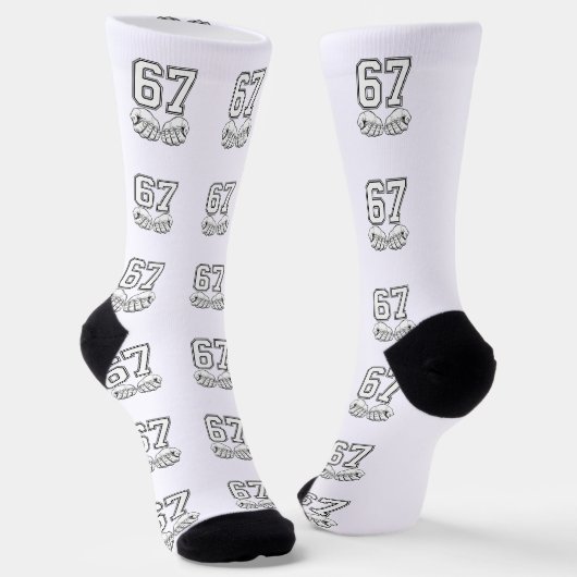 Six Seven 6 7 Meme Grappige Handen Soks Sokken (Gebogen)