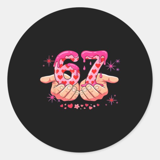 Six Seven 6 7 Meme Heart Drip Valentine’s Day Boy  Ronde Sticker (Voorkant)