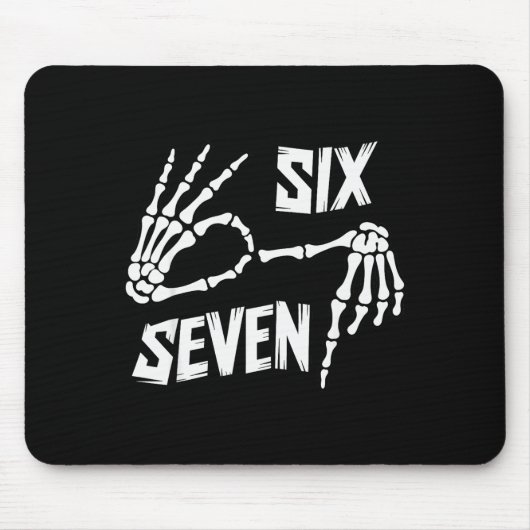 Six Seven 6 7 Meme Skelet Handen Teken Muismat (Voorkant)