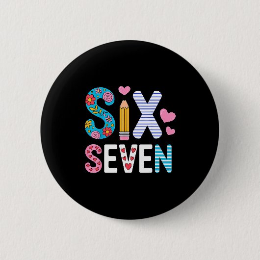 Six Seven 6 7 Meme Teacher  Ronde Button 5,7 Cm (Voorkant)
