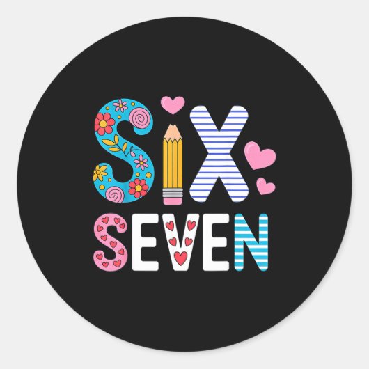 Six Seven 6 7 Meme Teacher  Ronde Sticker (Voorkant)