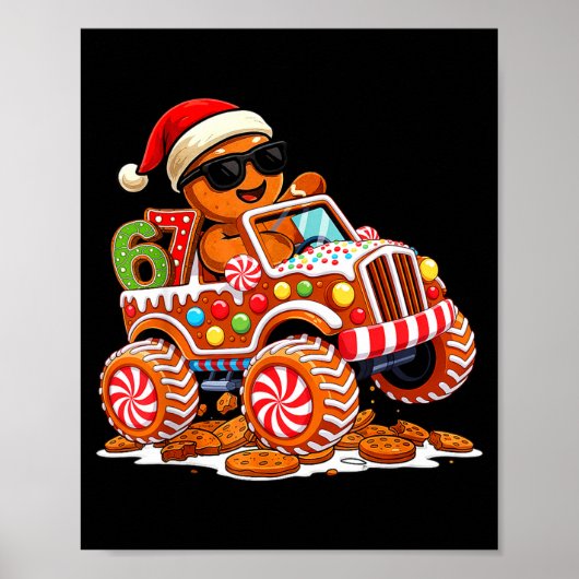 Six Seven 6 7 Monster Truck Gingerbread Man Christ Poster (Voorkant)