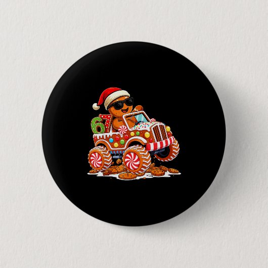 Six Seven 6 7 Monster Truck Gingerbread Man Christ Ronde Button 5,7 Cm (Voorkant)