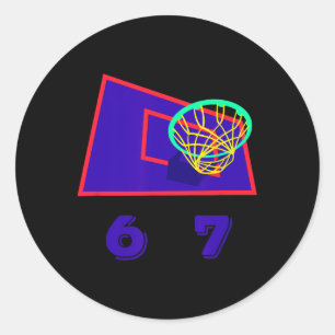Six Seven 6 7 Sketll Meme Hoop Design  Ronde Sticker