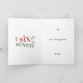Six Seven 6 7 Survivor Funny Christmas Holiday Kaart (Binnen)