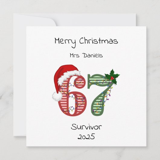 Six Seven 6 7 Survivor Funny Christmas Holiday Kaart (Voorkant)