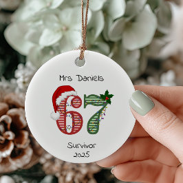 Six Seven 6 7 Survivor Funny Christmas Holiday Keramisch Ornament