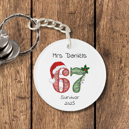 Six Seven 6 7 Survivor Funny Christmas Holiday Sleutelhanger