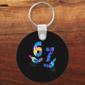 Six Seven 6 7 Tie Dye Kids Girl Boy 6-7 Meme Hands Sleutelhanger (Voorkant)