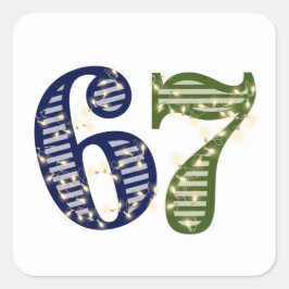 Six Seven 6 7 Trend Blauw & Groen Modern Vierkante Sticker