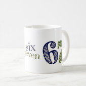 Six Seven 6 7 Trend Blue & Green Modern Koffiemok (Voorkant rechts)