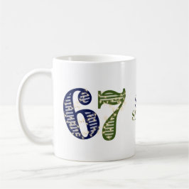 Six Seven 6 7 Trend Blue & Green Modern Koffiemok