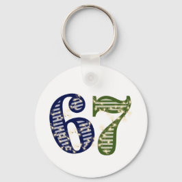 Six Seven 6 7 Trend Blue & Green Modern Sleutelhanger