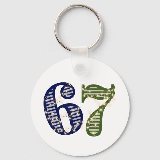 Six Seven 6 7 Trend Blue & Green Modern Sleutelhanger (Voorkant)