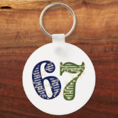 Six Seven 6 7 Trend Blue & Green Modern Sleutelhanger (Voorkant)