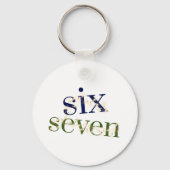 Six Seven 6 7 Trend Blue & Green Modern Sleutelhanger (Achterkant)
