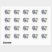 Six Seven 6 7 Trend Blue & Green Modern Vierkante Sticker (Vel)