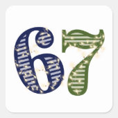 Six Seven 6 7 Trend Blue & Green Modern Vierkante Sticker (Voorkant)