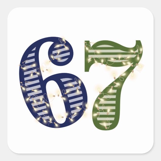 Six Seven 6 7 Trend Blue & Green Modern Vierkante Sticker (Voorkant)