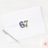 Six Seven 6 7 Trend Blue & Green Modern Vierkante Sticker (Envelop)