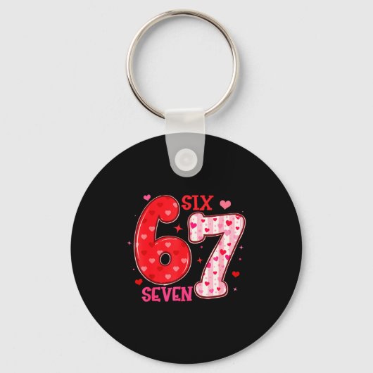 Six Seven 6 7 Valentines Day Trendy Valentine Meme Sleutelhanger (Voorkant)