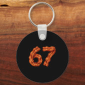 Six Seven Bacon Cool Meme 67 Funny Number  Sleutelhanger (Voorkant)