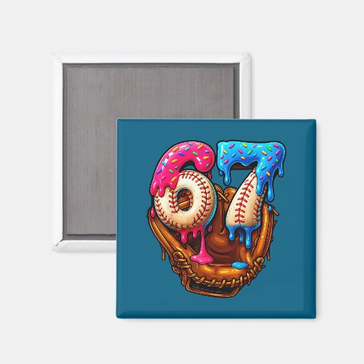 Six Seven Baseball Candy Drip 6-7 Meme Magneet (Voorkant / Achterkant)