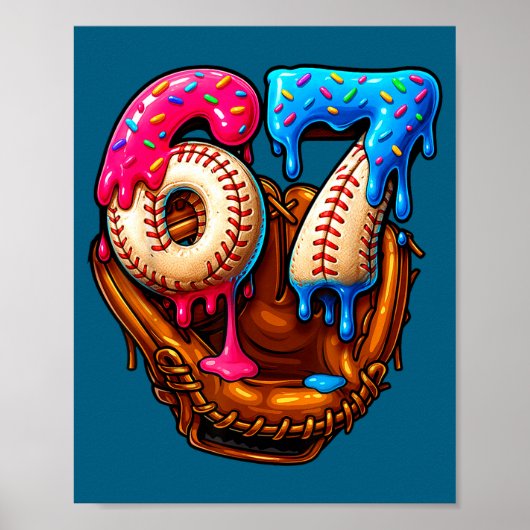 Six Seven Baseball Candy Drip 6-7 Meme Poster (Voorkant)