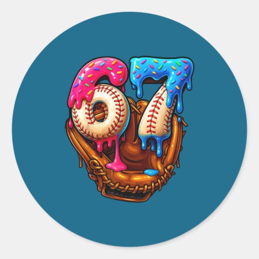 Six Seven Baseball Candy Drip 6-7 Meme  Ronde Sticker (Voorkant)