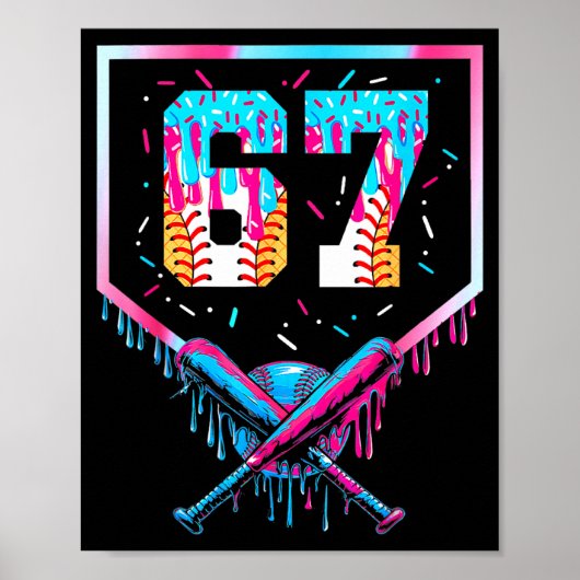 Six Seven Baseball Ice Cream Drip Cool 67 Gen Alph Poster (Voorkant)