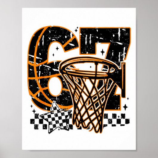 Six Seven Basketball, Funny 67 Basketball, Retro G Poster (Voorkant)