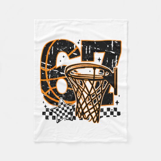 Six Seven Basketball, Grappige 67 Basketbal, Retro Fleece Deken (Voorkant)