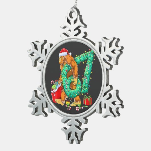 Six Seven Bigfoot 67 Sasquatch Meme Christmas Tin Sneeuwvlok Ornament (Rechts)