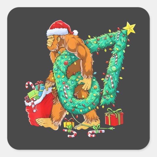 Six Seven Bigfoot 67 Sasquatch Meme Christmas Vierkante Sticker (Voorkant)