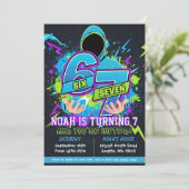 Six Seven Birthday Invitation, 7th Birthday Kaart (Staand voorkant)
