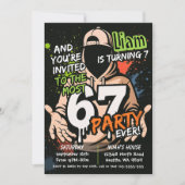 Six Seven Birthday Invitation, 7th Birthday Kaart (Voorkant)