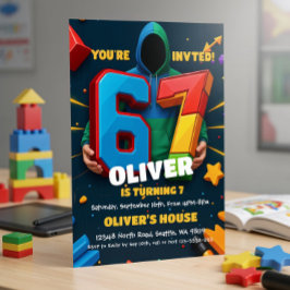 Six Seven Birthday Invitation Kaart