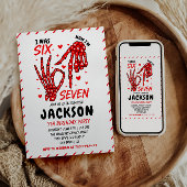 Six Seven Birthday Skeleton Hands Party Kaart