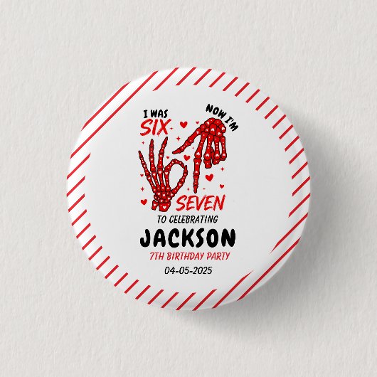 Six Seven Birthday Skeleton Hands Party Ronde Button 3,2 Cm (Voorkant)