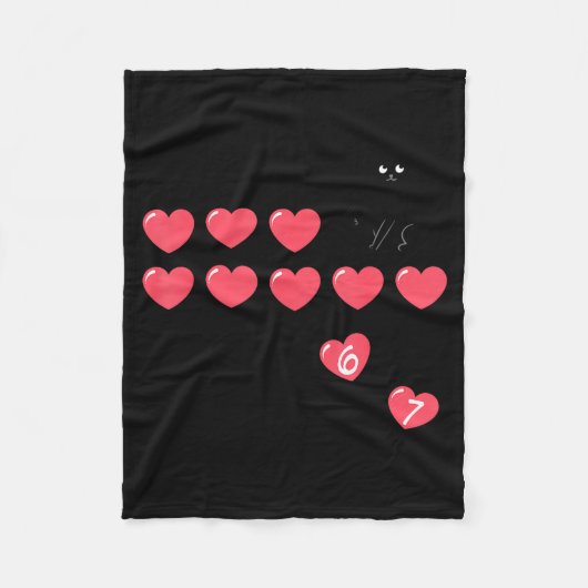Six Seven Black Cat Knocking Off Hearts Funny 67 V Fleece Deken (Voorkant)