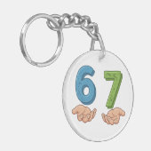 Six Seven Blauw Groen Hersenrot Sleutelhanger (Voorkant Links)