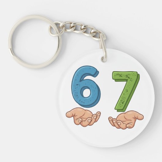 Six Seven Blauw Groen Hersenrot Sleutelhanger (Voorkant)