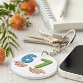 Six Seven Blue Green Brain Rot Sleutelhanger (Voorkant Rechts)